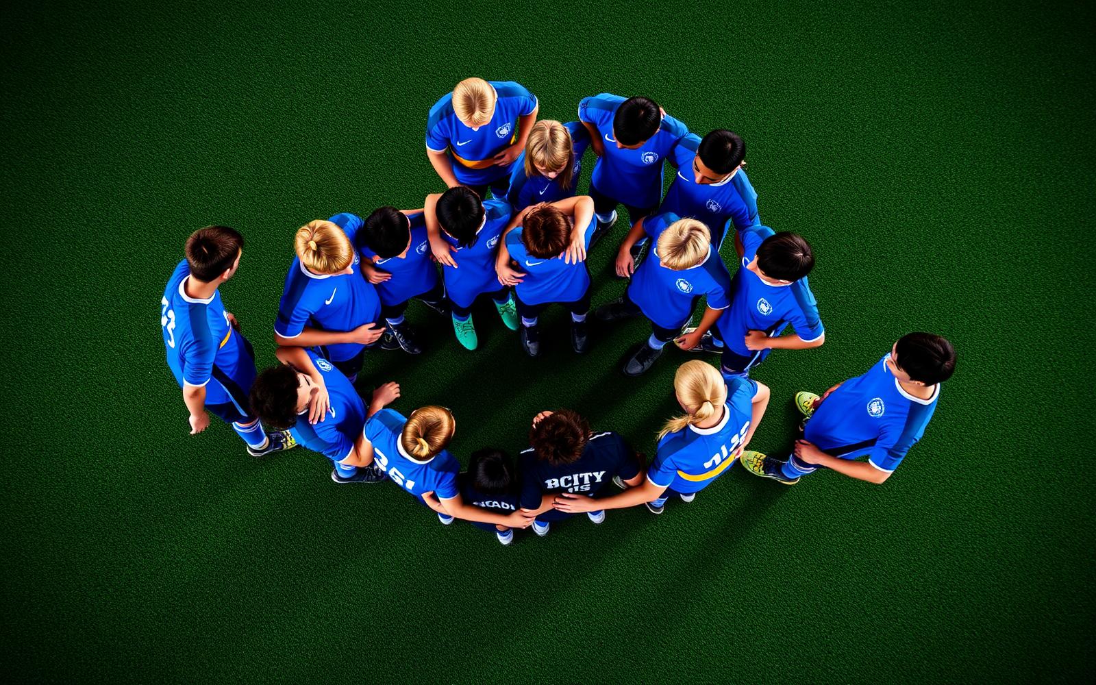 ProStars FC squad huddling before a match